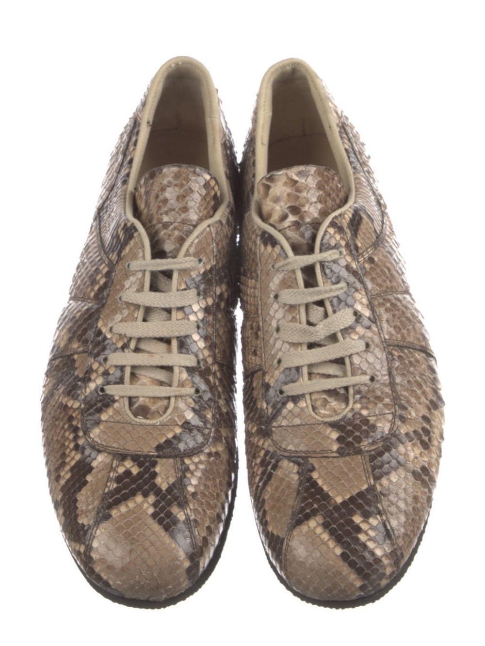 Dolce & Gabbana Taupe and Brown Snakeskin Lace-Up Shoes